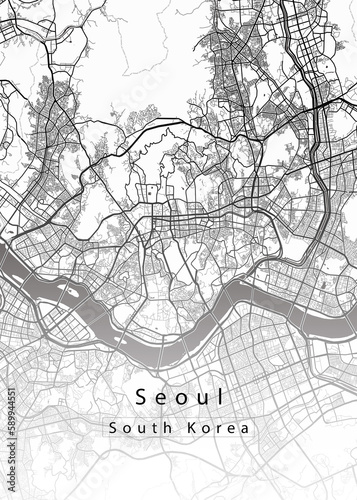 Canvas Print Seoul South Korea City Map