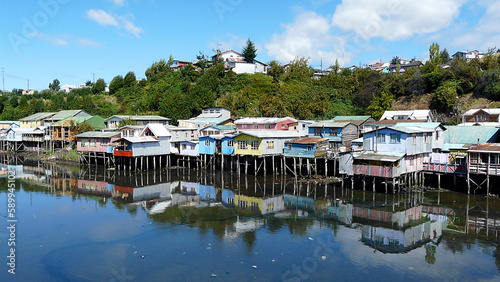 Palafitos in Castro, Isla Grande de Chiloe, Chile