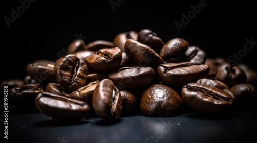 Roasted coffee beans background. generative ai