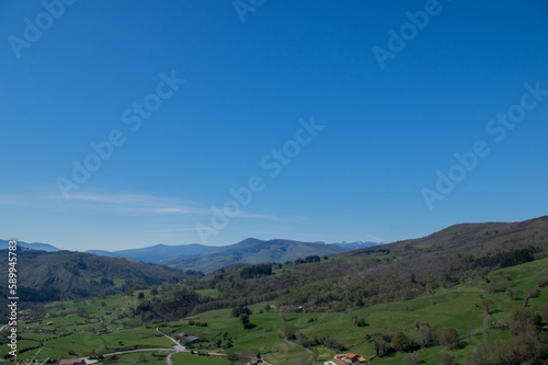 Green landscape in the Cantabrian Mountains