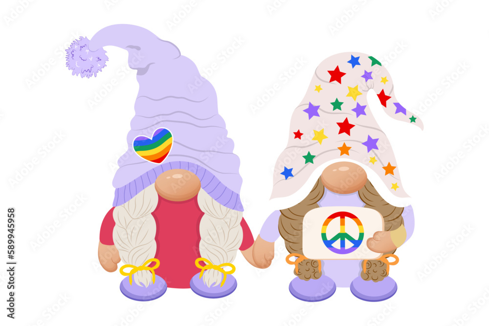 Cute lesbian couple gnomes with poster. Pride month gnome. Lgbt gnome. Gnome girls. Cute lesbian couple gnomes with poster. Pride month gnome. Lgbt gnome. Gnome girls.