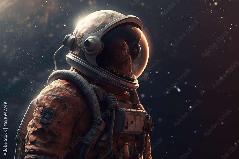 AI generated image of an astronaut floating in space with dust and ...
