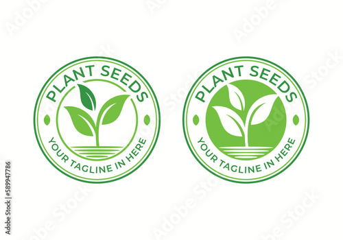 organic plant seed logo label badge design template
