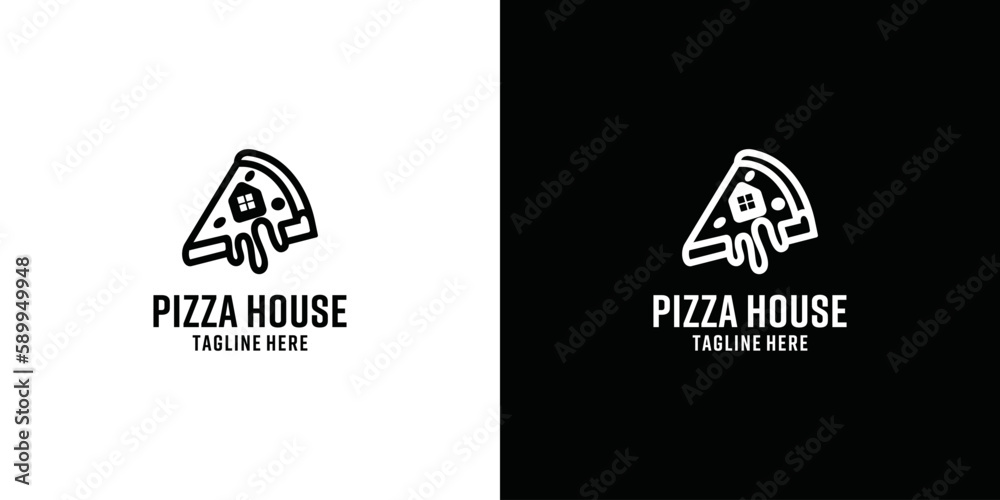 Vecteur Stock Pizza house logo vector. pizza house label icon