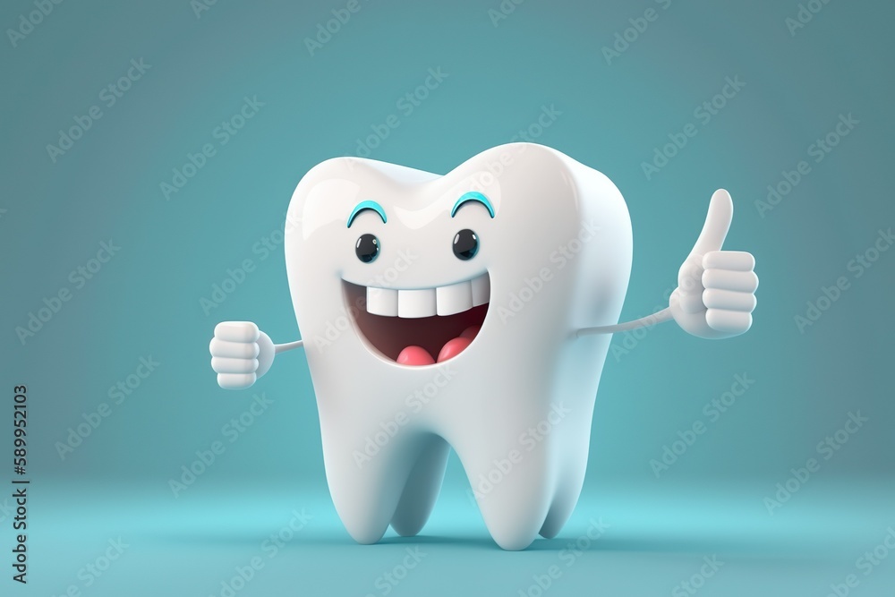 3d-realistic-happy-white-tooth-tooth-cartoon-characters-with-thumbs