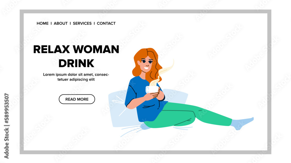 relax woman drink vector