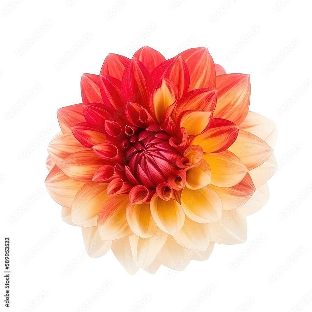 red dahlia flower isolated on white
