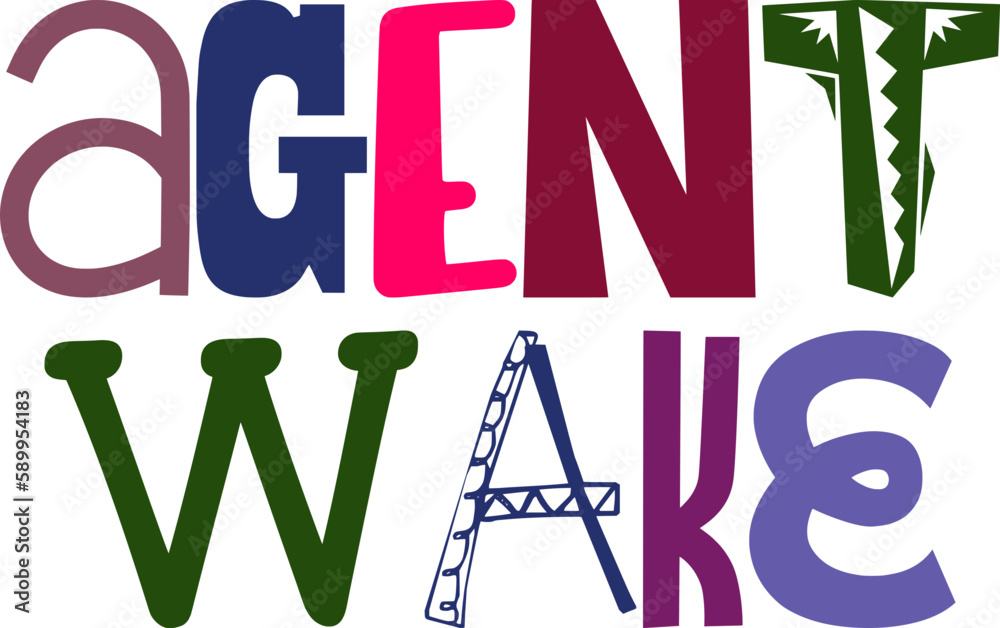 Agent Wake Typography Illustration for Logo, Gift Card, Brochure, Magazine Agent Wake Typography Illustration for Logo, Gift Card, Brochure, Magazine