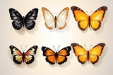 set of butterflies realistic Butterfly pack blank background   Generative AI