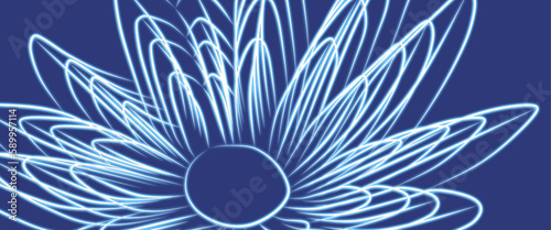 abstract background with flowers in blue and white, illustration of a 3d flower as wallpaper, background in floral design, silhouette of a bright flower on blue background 