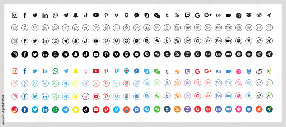 Social Icons Vector Rounded
