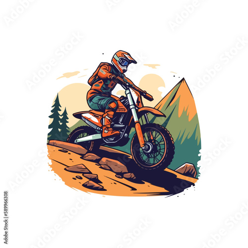 Dirtbike motoracing simple modern vector photo