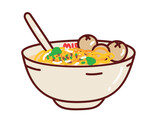 meatball noodle illustration