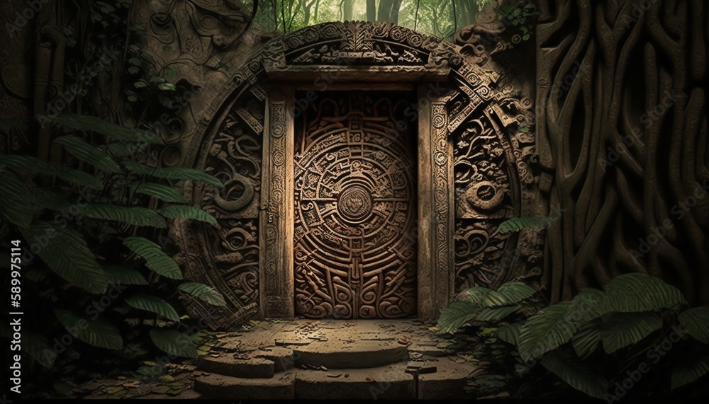 custom made wallpaper toronto digitalmayan door in the forest,Generative AI