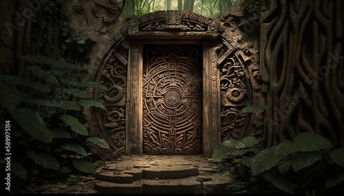 Wallpaper Mural mayan door in the forest,Generative AI Torontodigital.ca