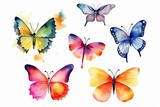 set of colorful butterflies watercolor Butterfly pack blank background