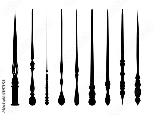 set of pointers black silhouette magic wand