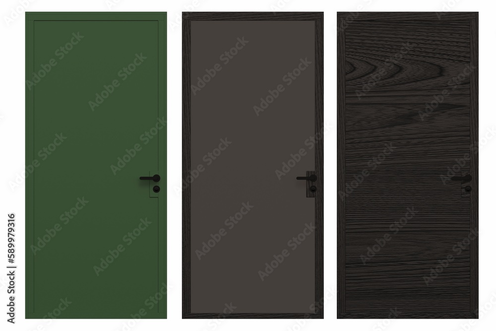 interior doors isolated on white background, interior furniture, 3D illustration, cg render interior doors isolated on white background, interior furniture, 3D illustration, cg render