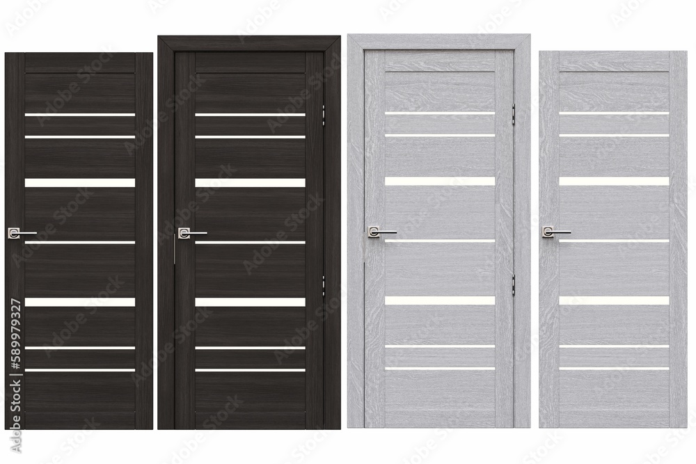 interior doors isolated on white background, interior furniture, 3D illustration, cg render