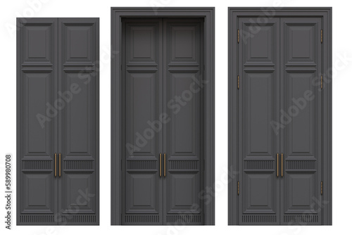 interior doors isolate on a transparent background, interior furniture, 3D illustration, cg render