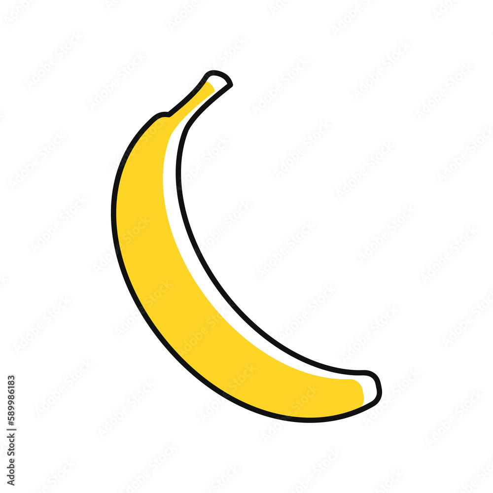 Banana in a flat style. Vector illustration of a fresh fruit. Isolated icon on a white background