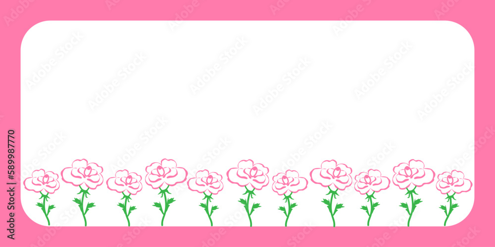 vector illustration white pink frame with pink doodle roses stylized vector illustration white pink frame with pink doodle roses stylized