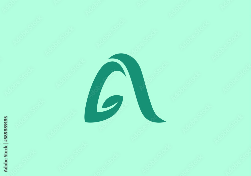Letter A with leaf shape for ecology or growth logo symbol Letter A with leaf shape for ecology or growth logo symbol