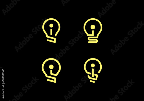 icon set light bulb with monoline design