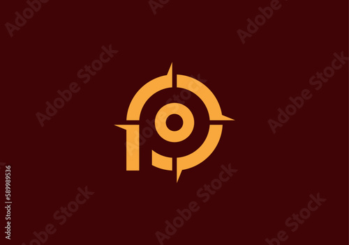 monogram letter P with compas logo symbol