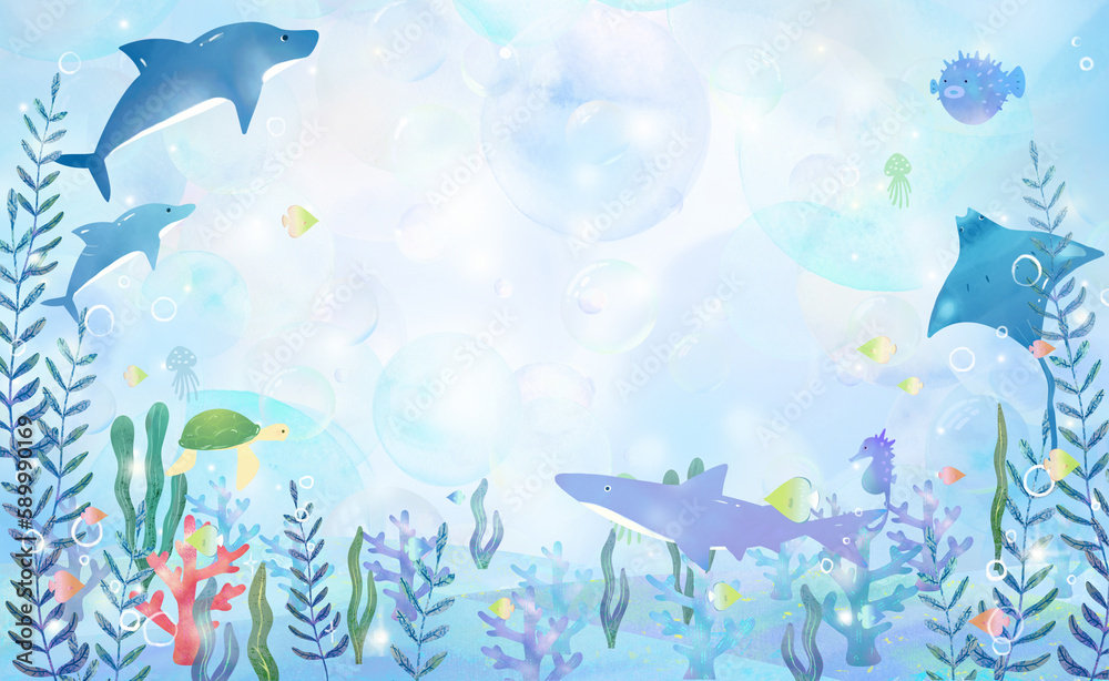 Obraz premium underwater background with fishes