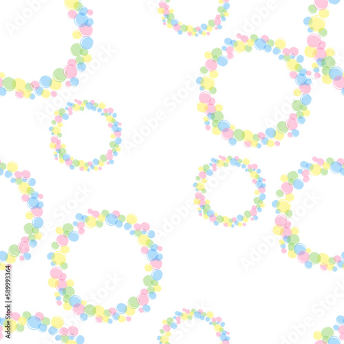vector illustration seamless pattern wreath circle of color soap bubbles on white background