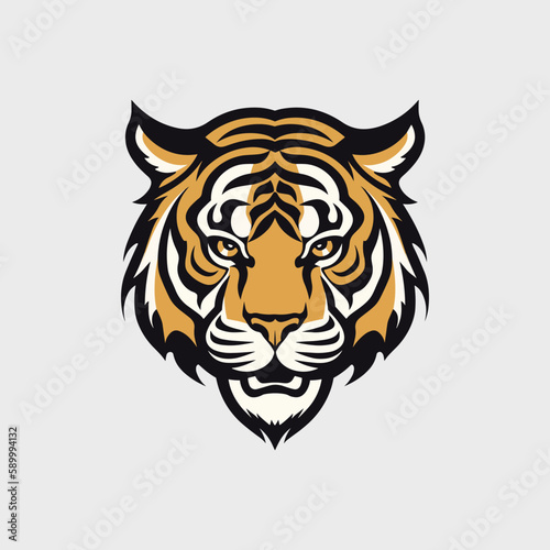Print op canvas head of tiger vector illustration mascot