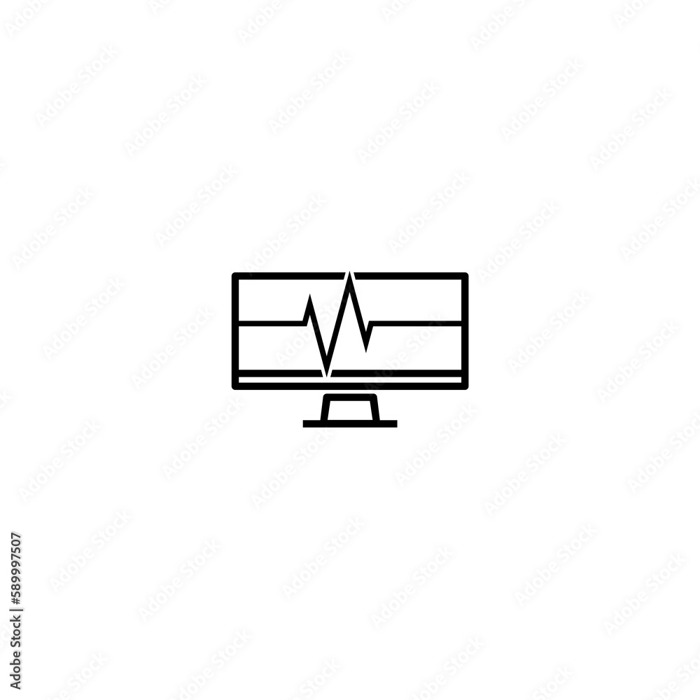 Monitor with cardiogram icon  isolated on white background 