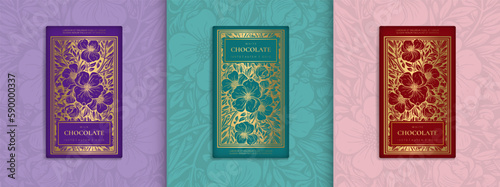 Luxury packaging design of chocolate bars. Vintage vector ornament template. Elegant, classic elements. Great for food, drink and other package types. Can be used for background and wallpaper.