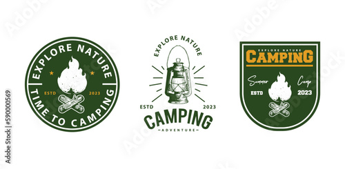 Camping logo, emblem, badge and label