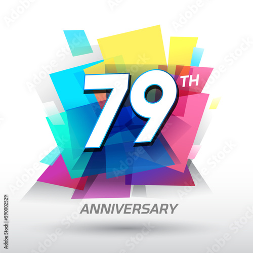 79th Anniversary with confetti and celebration background