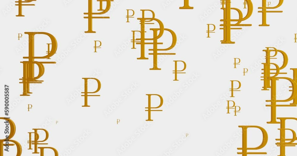 A lot of Russian ruble symbols in motion on a white background. 4K seamless looping videos A lot of Russian ruble symbols in motion on a white background. 4K seamless looping videos