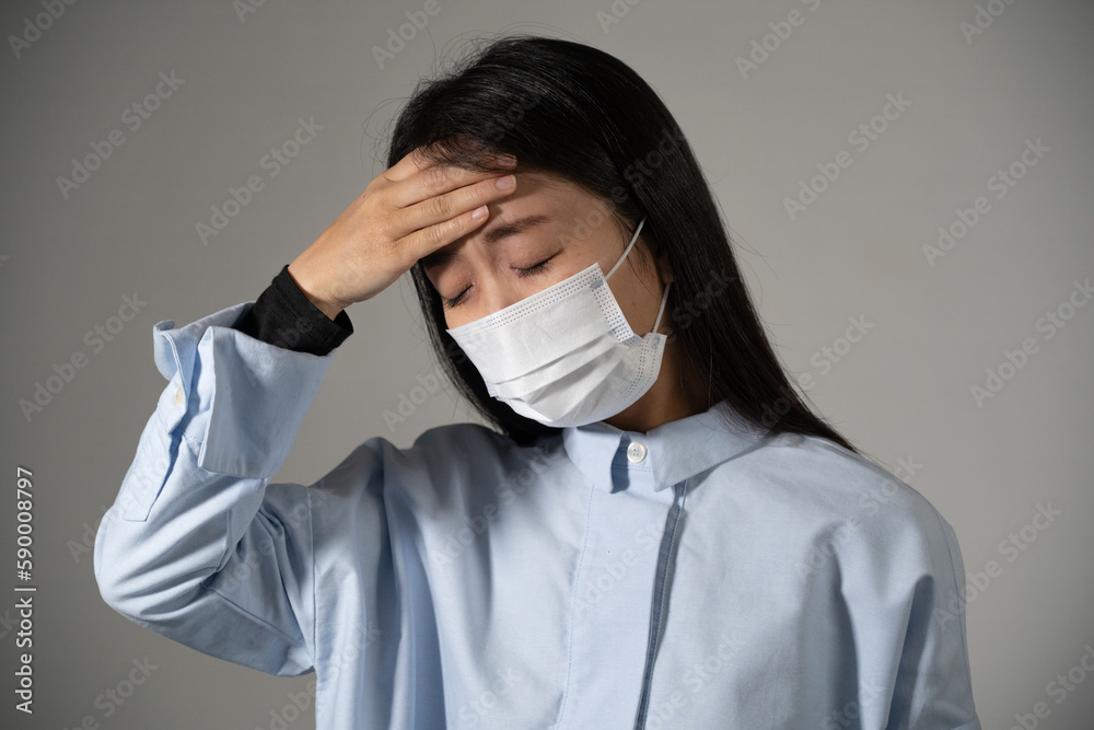 Young woman wearing protective mask. Young woman wearing protective mask.