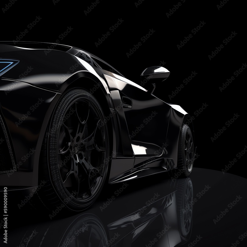 Abstract sport luxury car. Dark background. Ai generated Abstract sport luxury car. Dark background. Ai generated