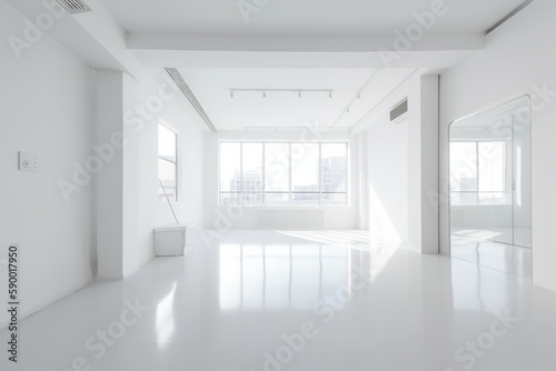 empty white room for living room or workspace. Generative Ai