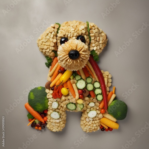 Dog made out of food ingredients