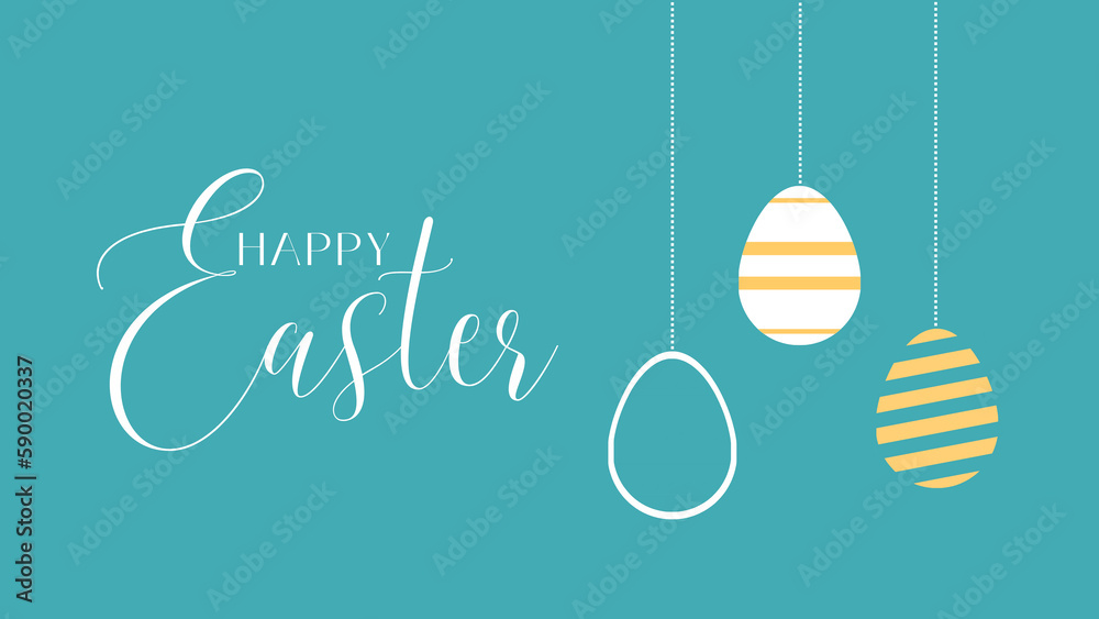 Naklejka premium Happy Easter card with easter eggs garland. Easter decorations with minimalis easter eggs.