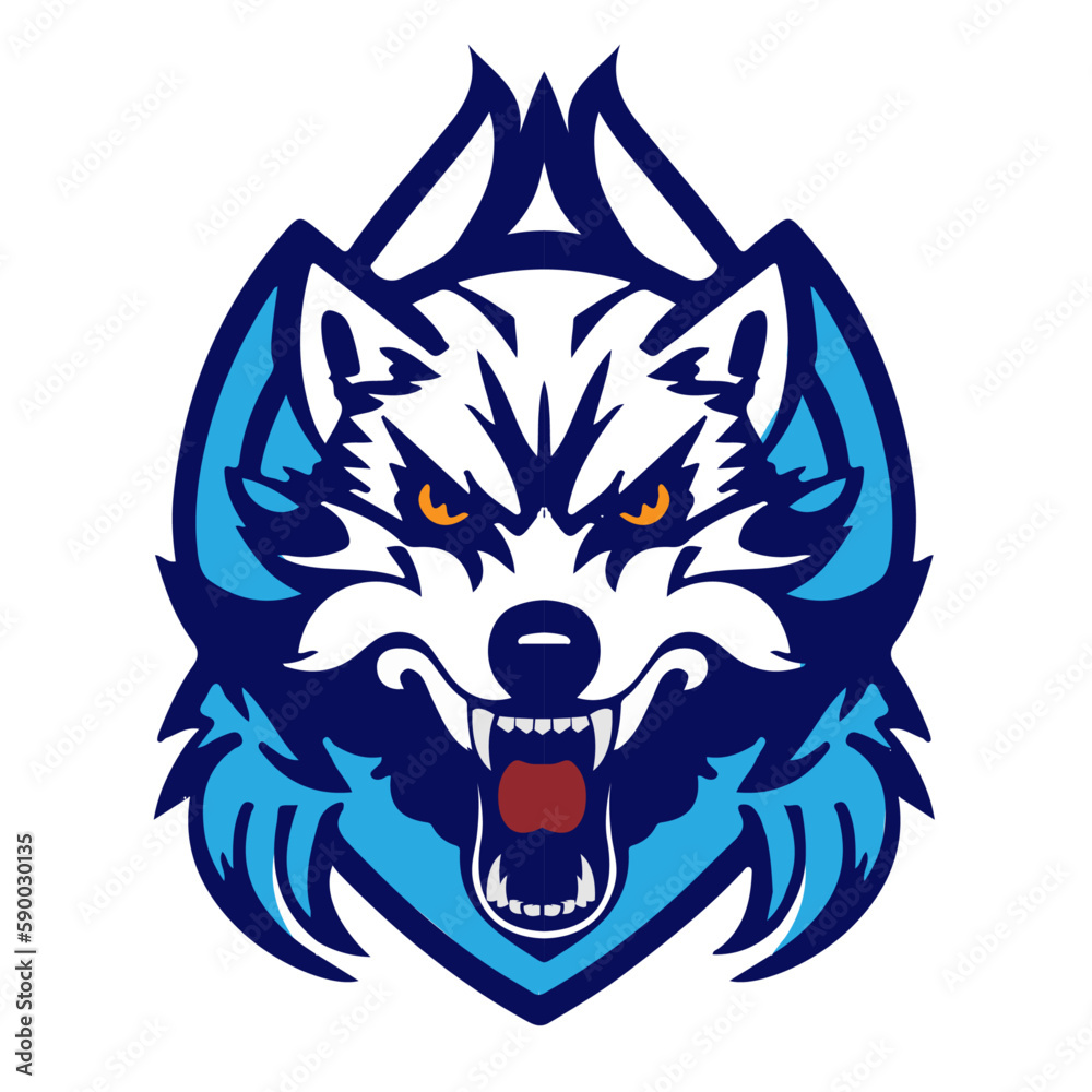 Fototapeta premium 2D E- Sport flat color Lion head illustration logo symbol