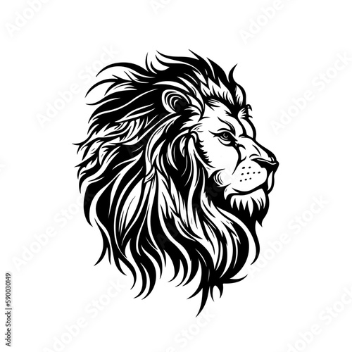 Black Lion head vector illustration Logo © BintaniumArt