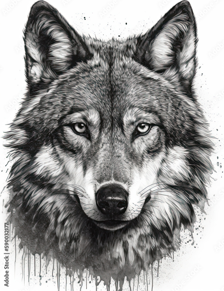 Wolf Face Illustration, Sketch, Majestic, Graphical Resource, Logo, T Shirt, Graphic Design. Generative AI Wolf Face Illustration, Sketch, Majestic, Graphical Resource, Logo, T Shirt, Graphic Design. Generative AI