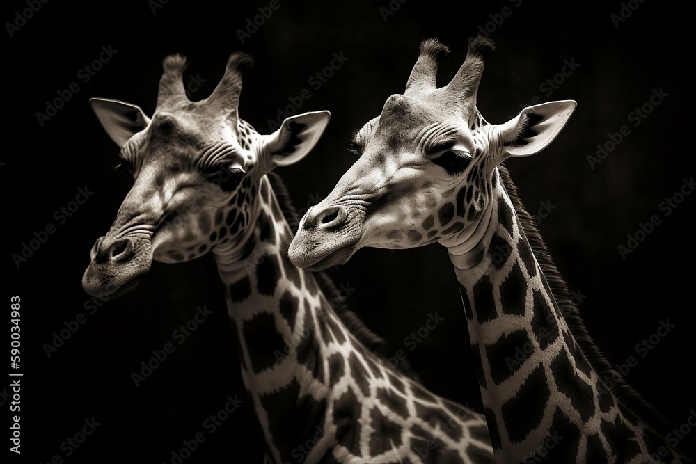 Fototapeta premium Monochrom Giraffe