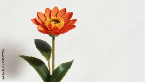 illustration of a blooming flower head on isolated white background, generative AI
