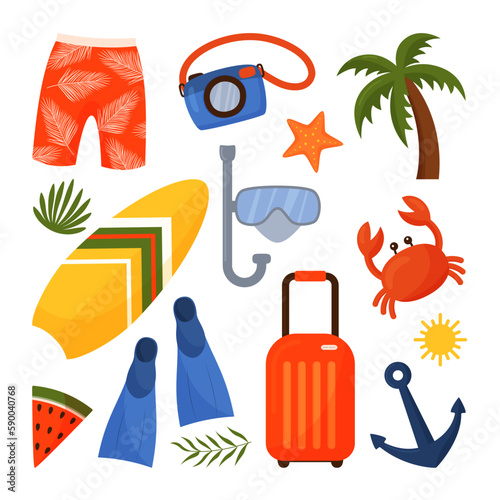 summer icons set