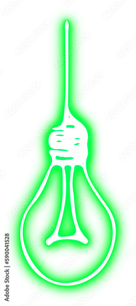 Green Glowing Neon Lightbulb
