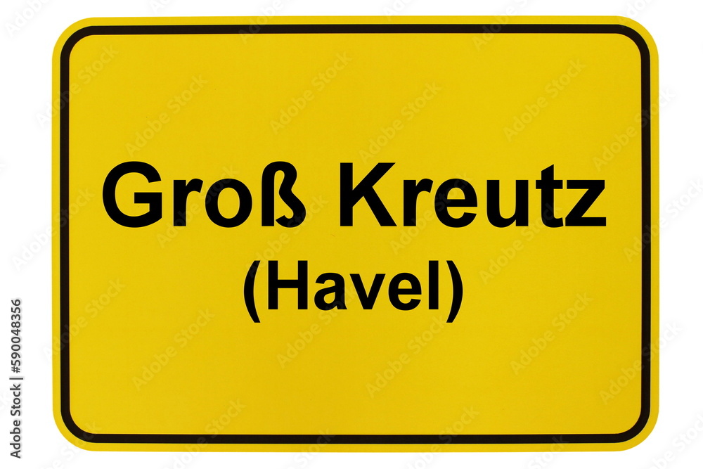 Illustration eines Ortsschildes der Gemeinde Groß Kreutz (Havel) in Brandenburg